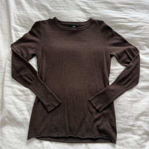 Brown Roll Hem Sweater